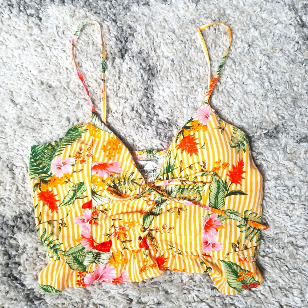 Harmony and Havoc floral crop tank top